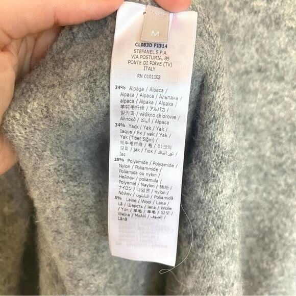 STEFANEL Italian Design Women's Medium Gray Alpaca Blend Tunic Dress Side Slit - Picture 3 of 8